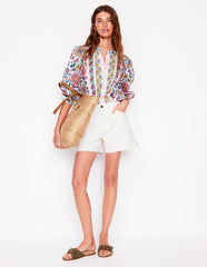 Cut Off Denim Shorts - White