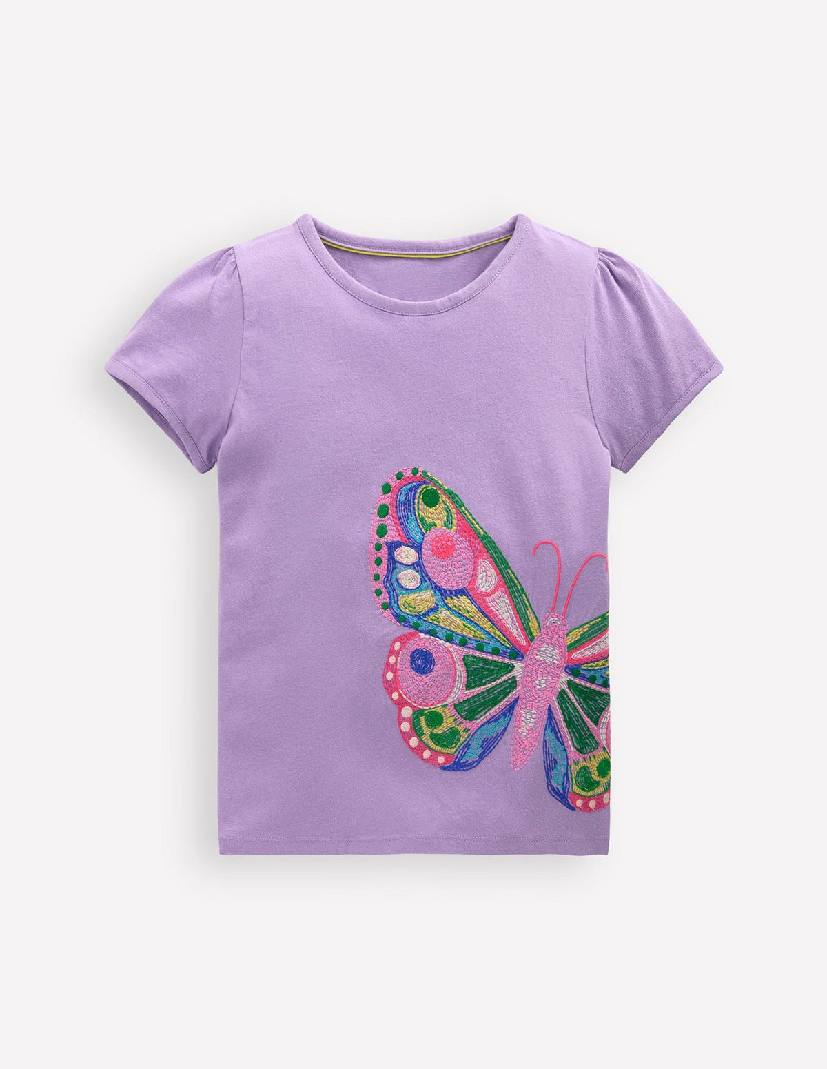 Puff Sleeve Superstitch Top - Parma Violet Purple Butterfly