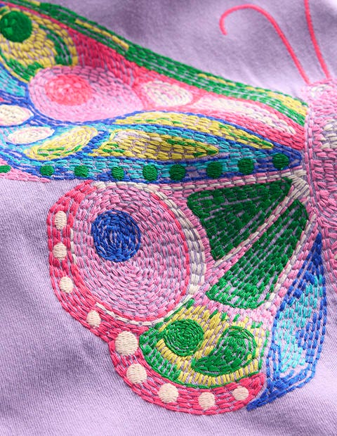 Puff Sleeve Superstitch Top - Parma Violet Purple Butterfly