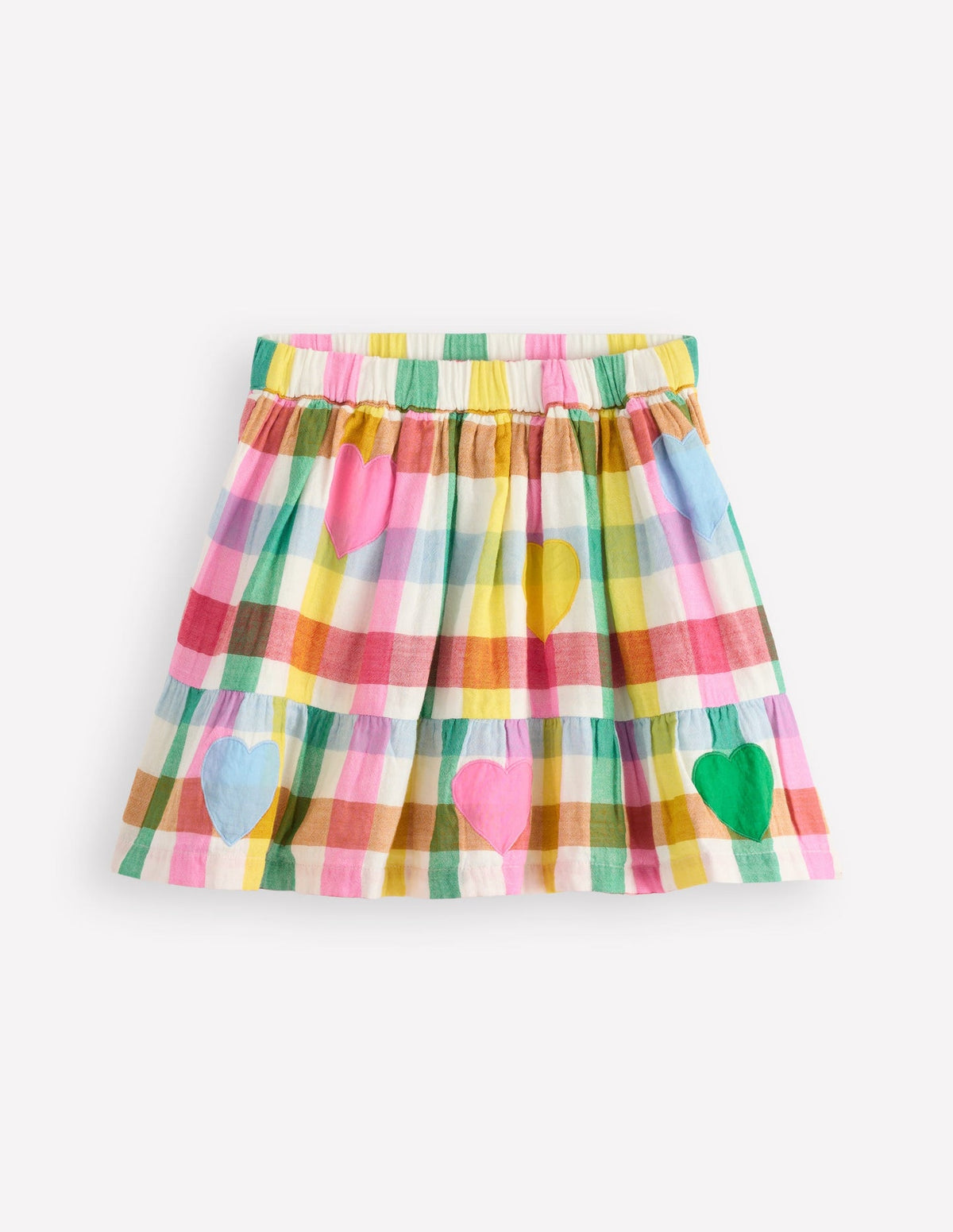 Double Cloth Printed Skirt - Multi Heart Check