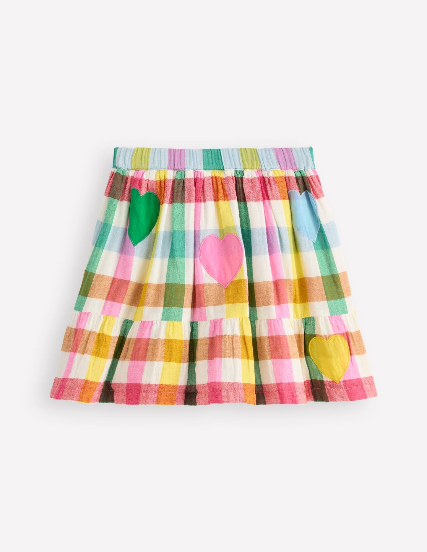 Double Cloth Printed Skirt - Multi Heart Check