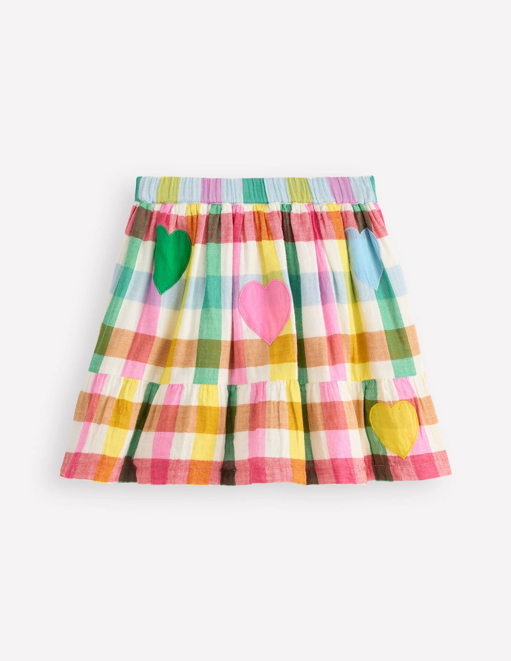 Double Cloth Printed Skirt - Multi Heart Check