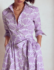 Amy Cotton Midi Shirt Dress - Pretty Violet, Deco Palm