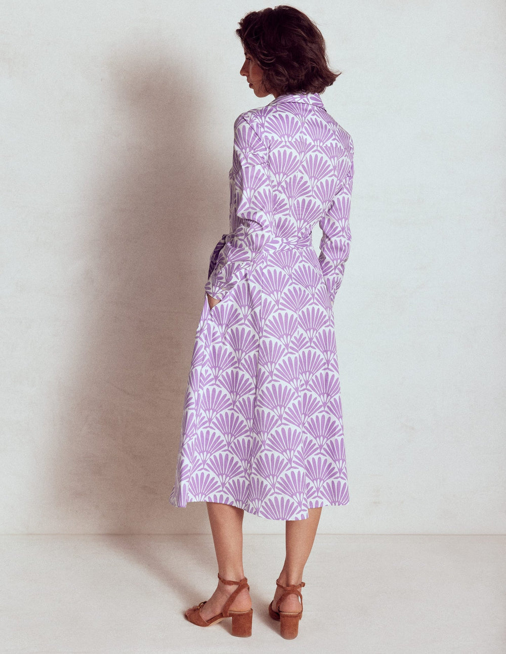 Amy Cotton Midi Shirt Dress - Pretty Violet, Deco Palm