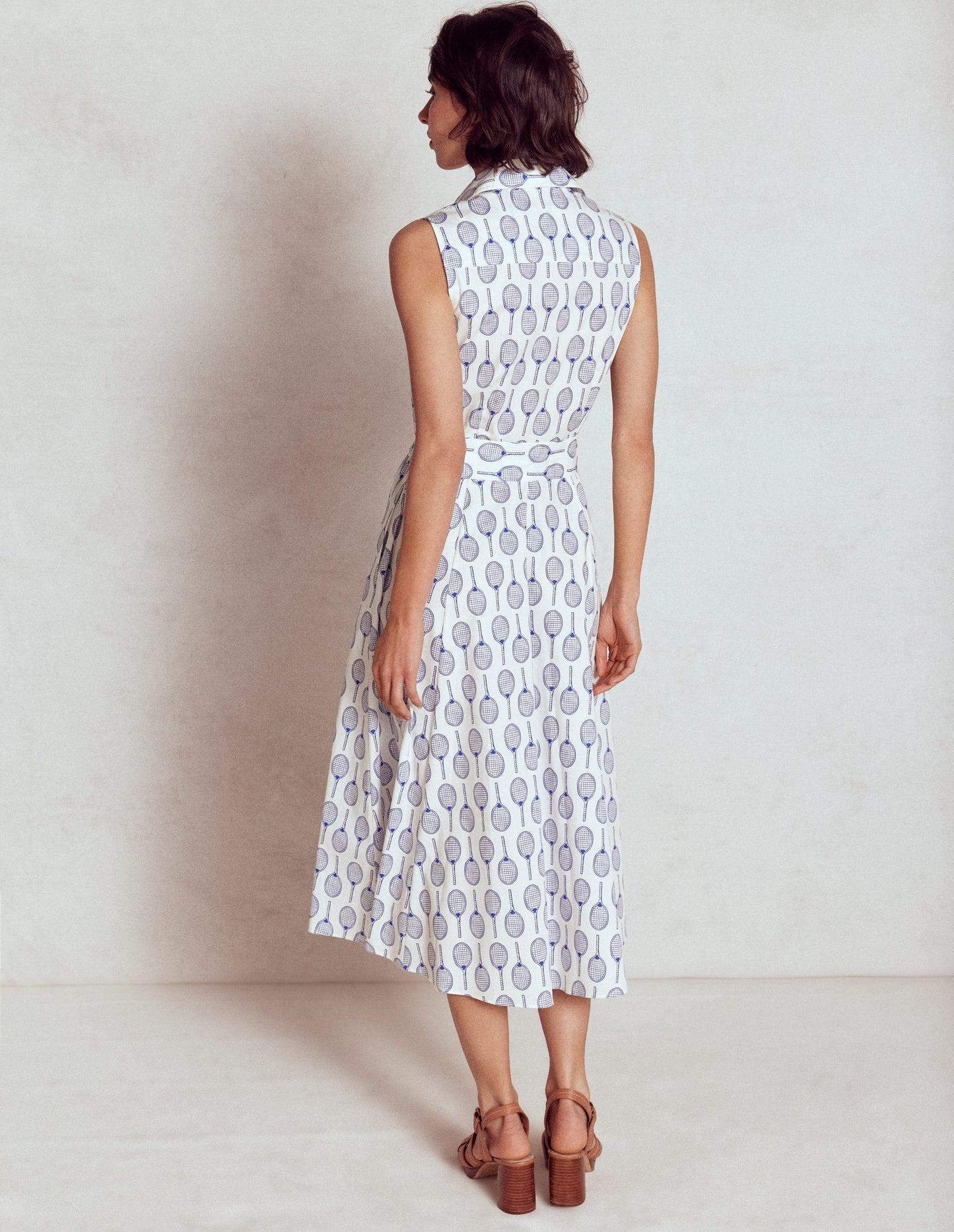 Amy Sleeveless Shirt Dress - Ivory, Tennis