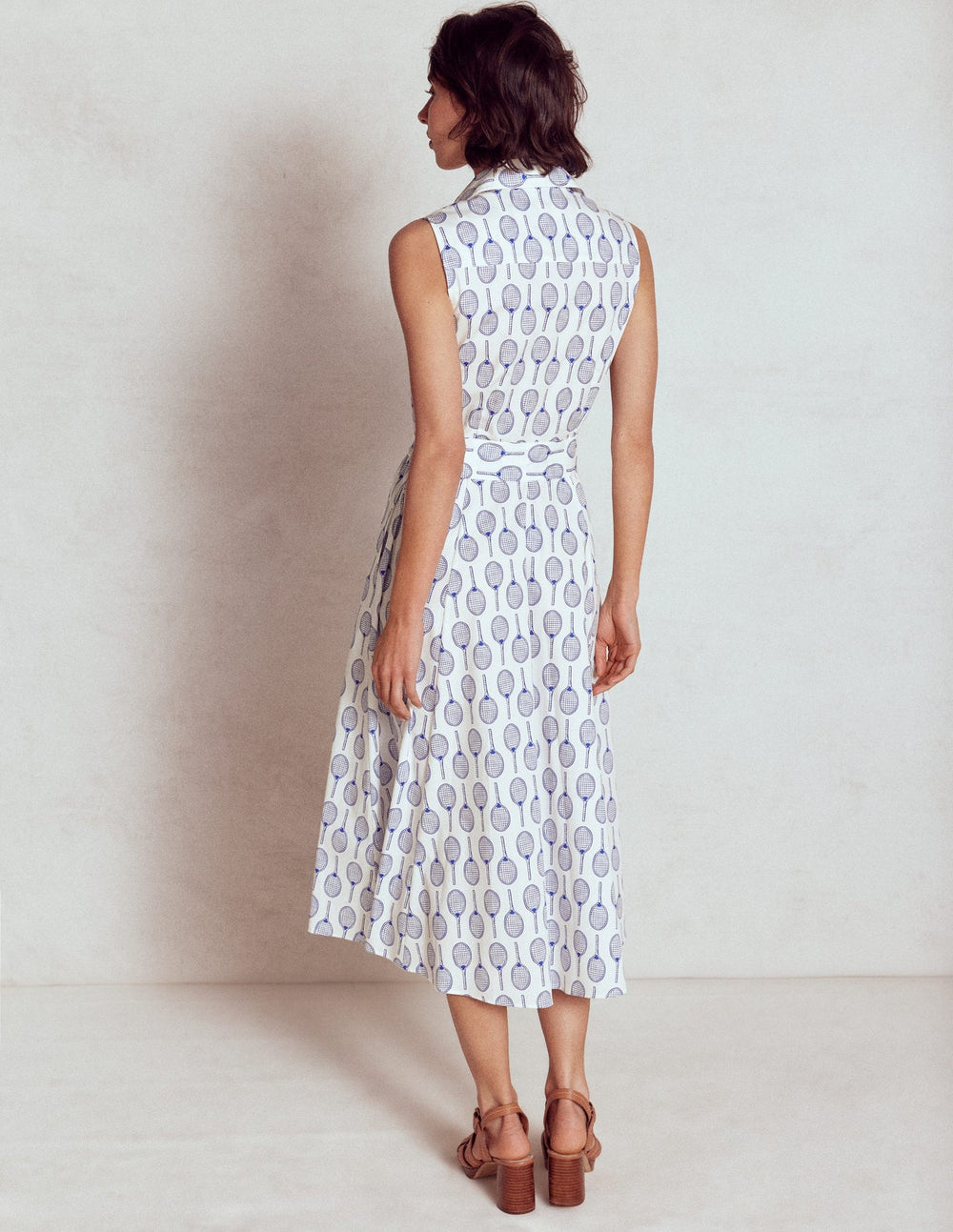 Amy Sleeveless Shirt Dress - Ivory, Tennis