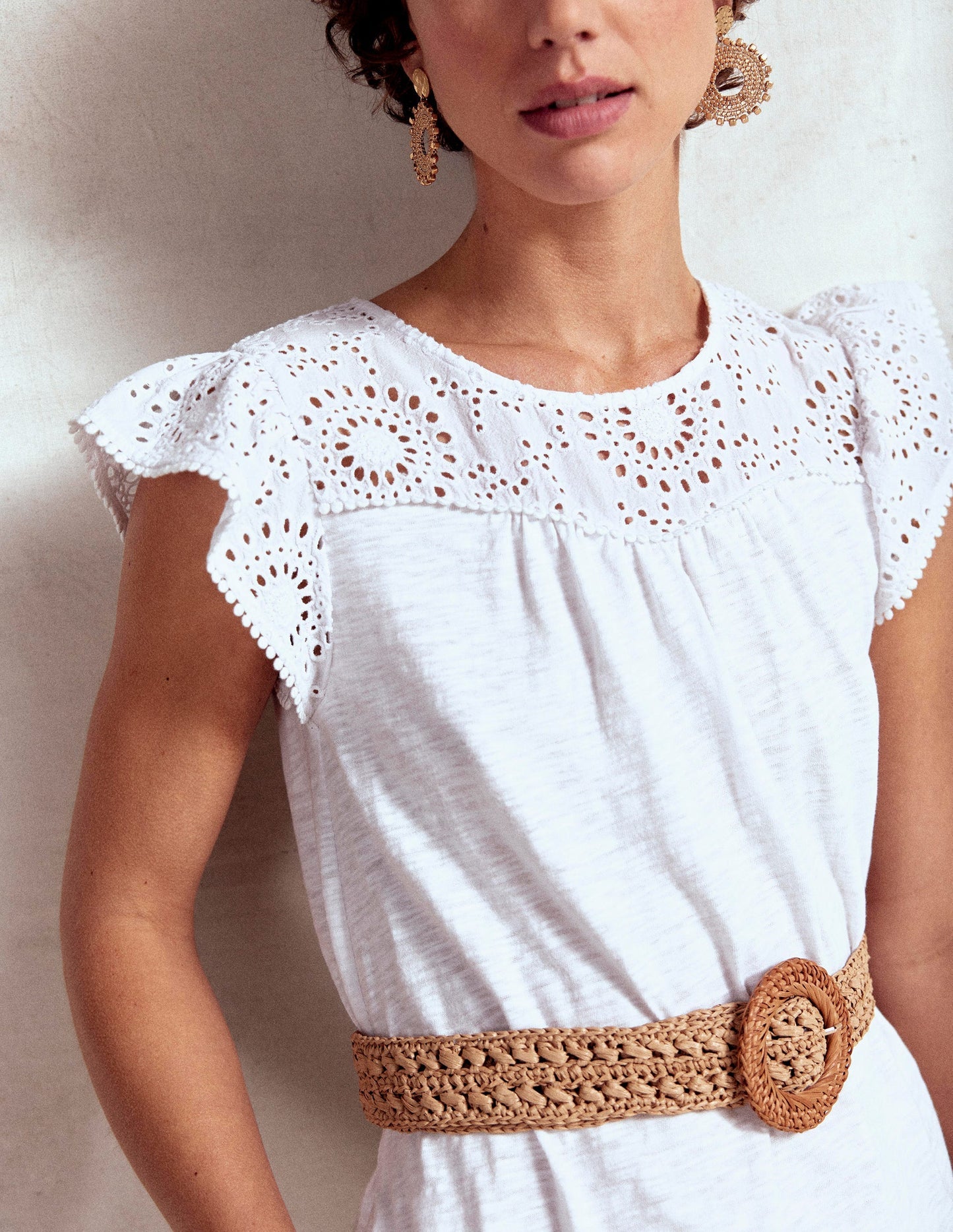 Juliet Broderie Midi Dress - White