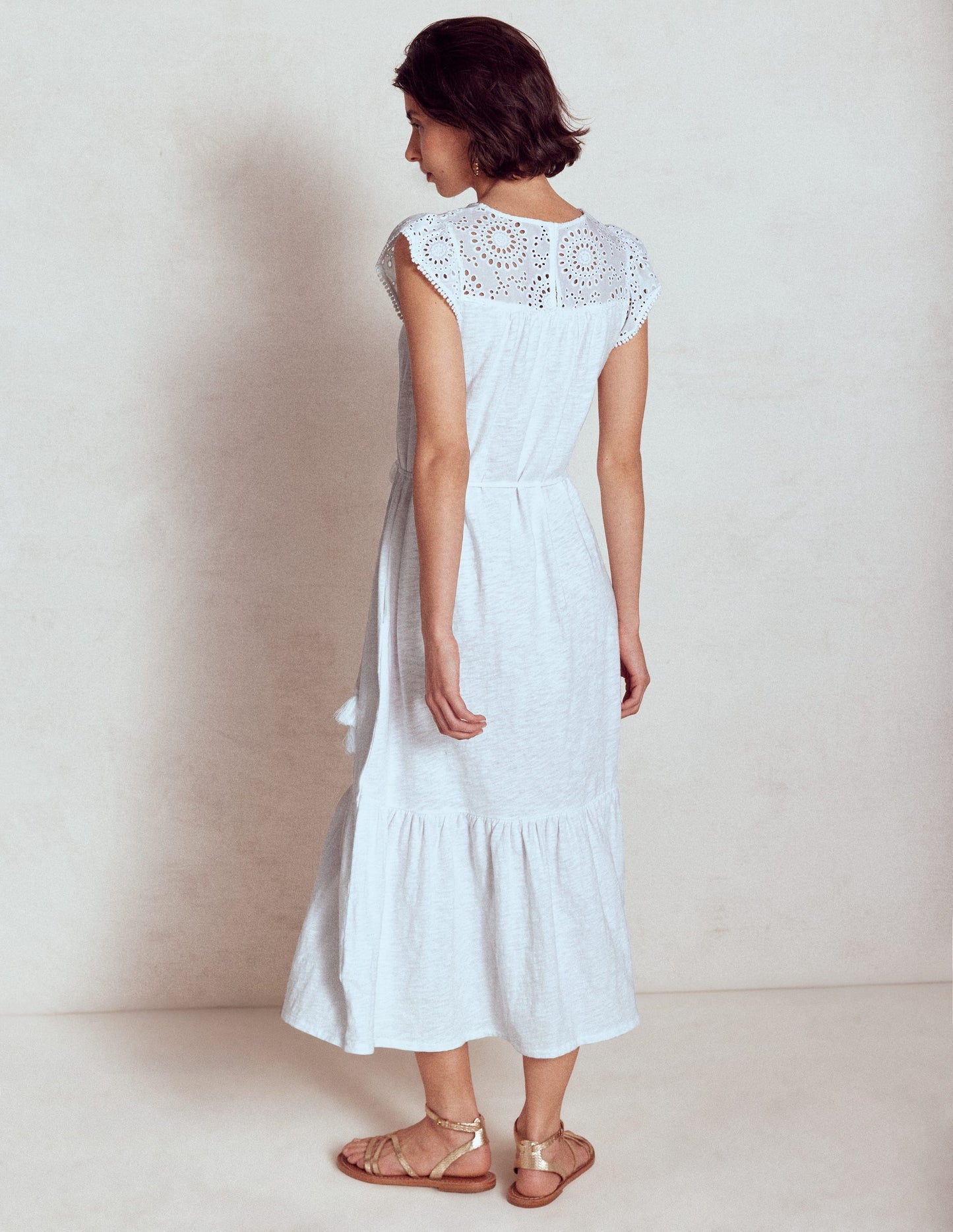 Juliet Broderie Midi Dress - White