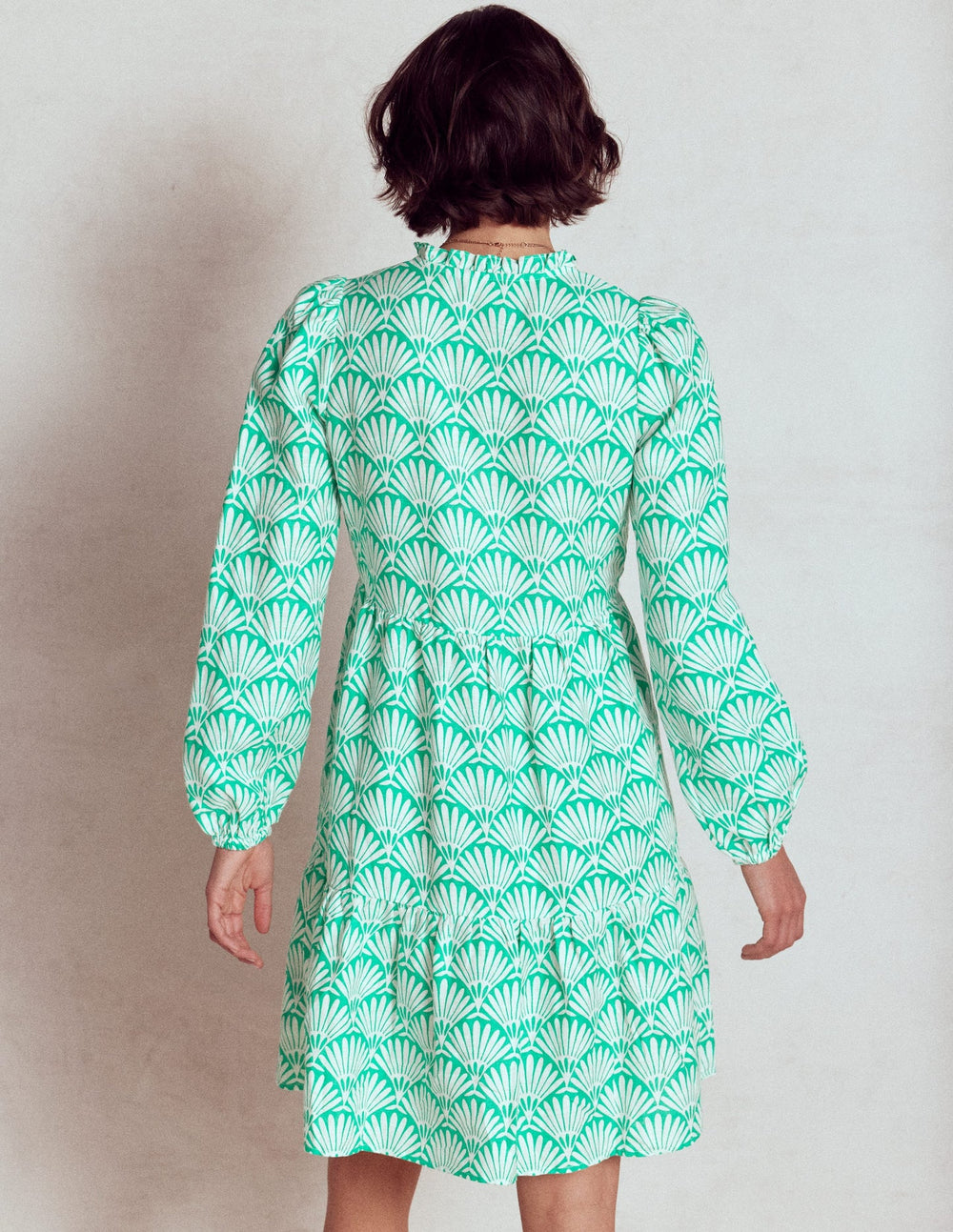 Esme Linen Short Dress - Aquamarine Blue, Deco Palm