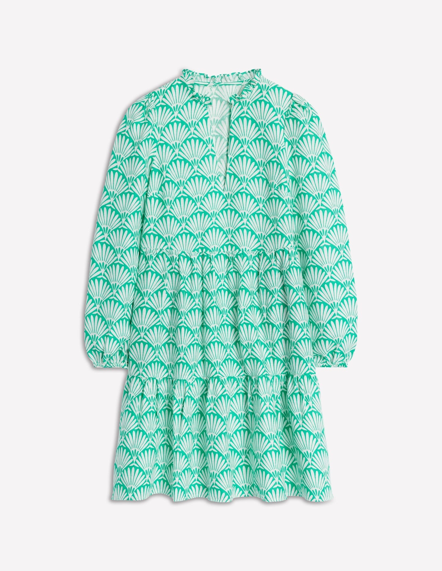 Esme Linen Short Dress - Aquamarine Blue, Deco Palm