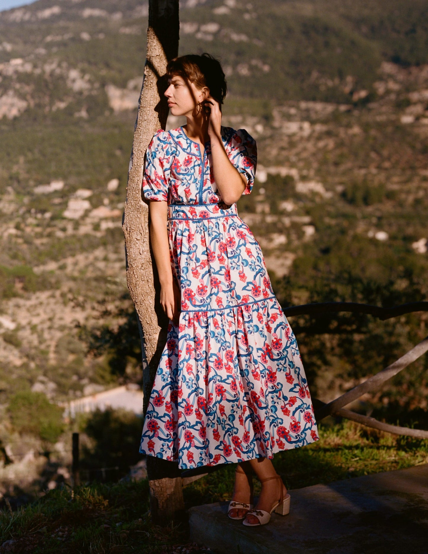 Rhea Embroidered Midi Dress - Ivory, Foliage Trail