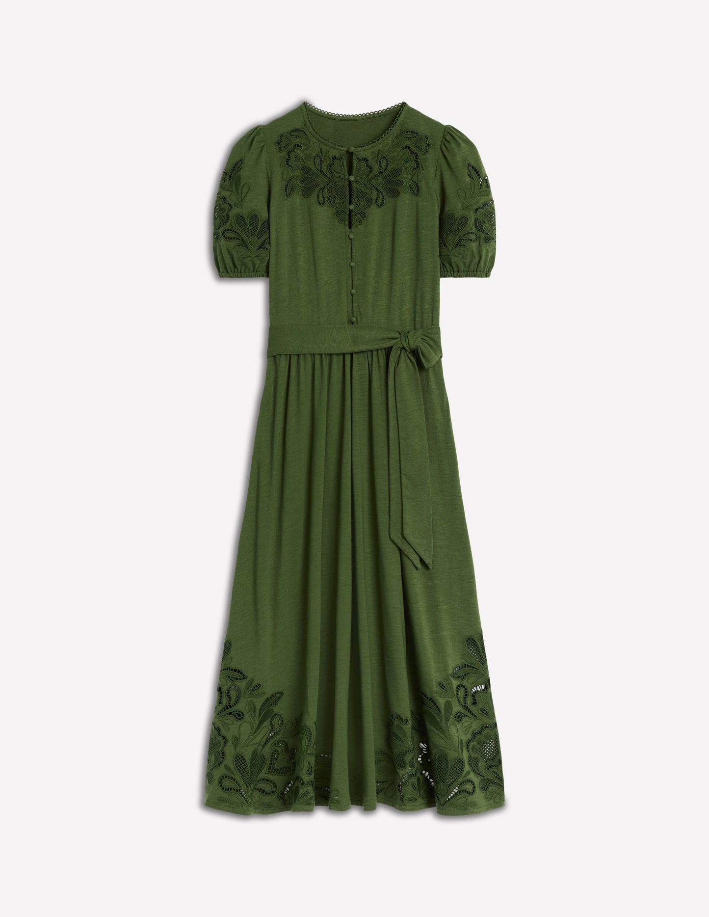 Cutwork Detail Midi Dress - Green Fir
