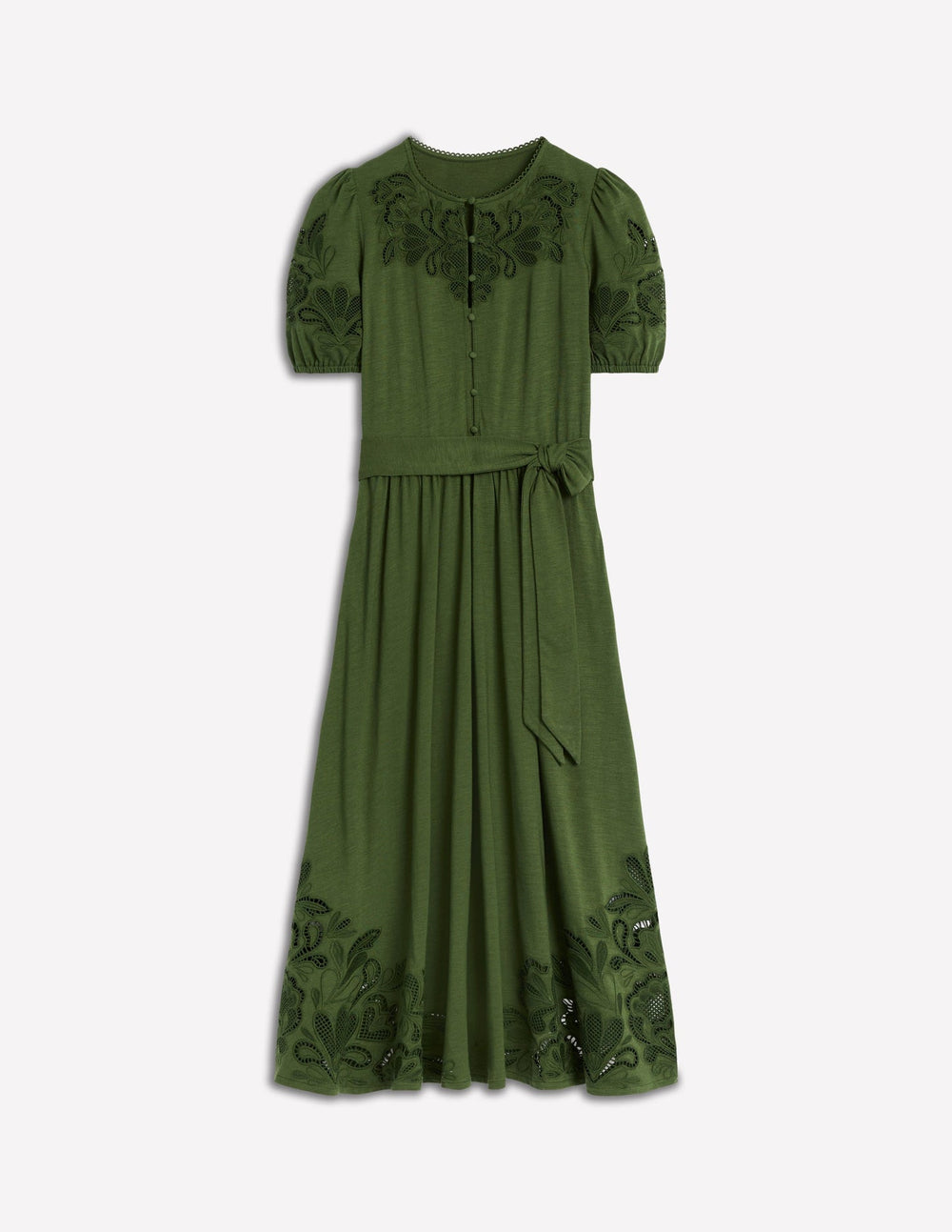 Cutwork Detail Midi Dress - Green Fir