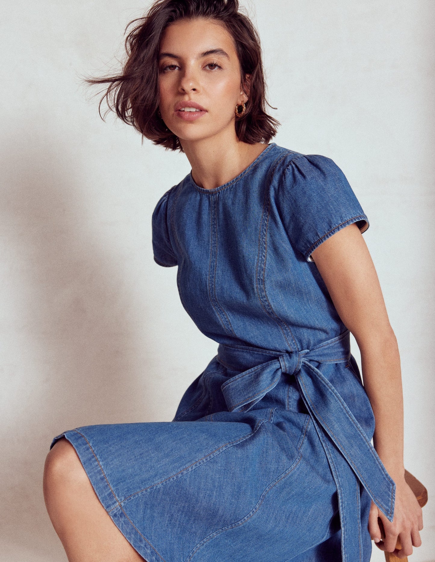 Imo Denim Short Dress - Mid Vintage Denim
