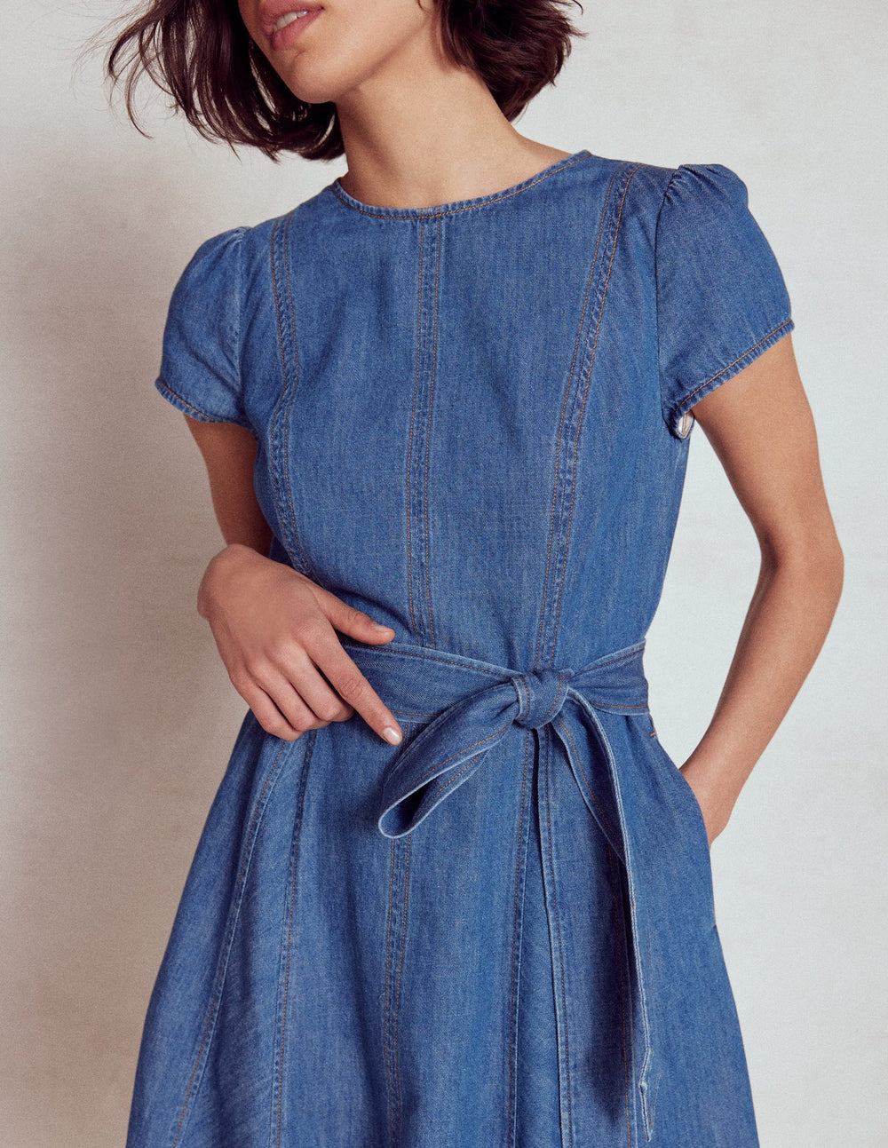 Imo Denim Short Dress - Mid Vintage Denim