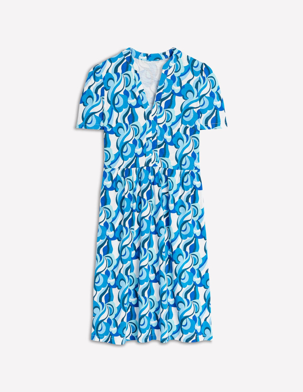 Naomi Short Sleeve Dress - Blue, Abstract Swirl
