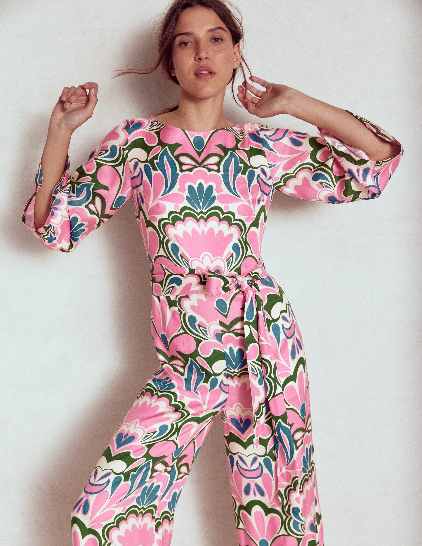 Kimono Sleeve Jumpsuit - Meadowsweet Pink, Freesia