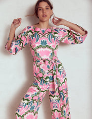 Kimono Sleeve Jumpsuit - Meadowsweet Pink, Freesia