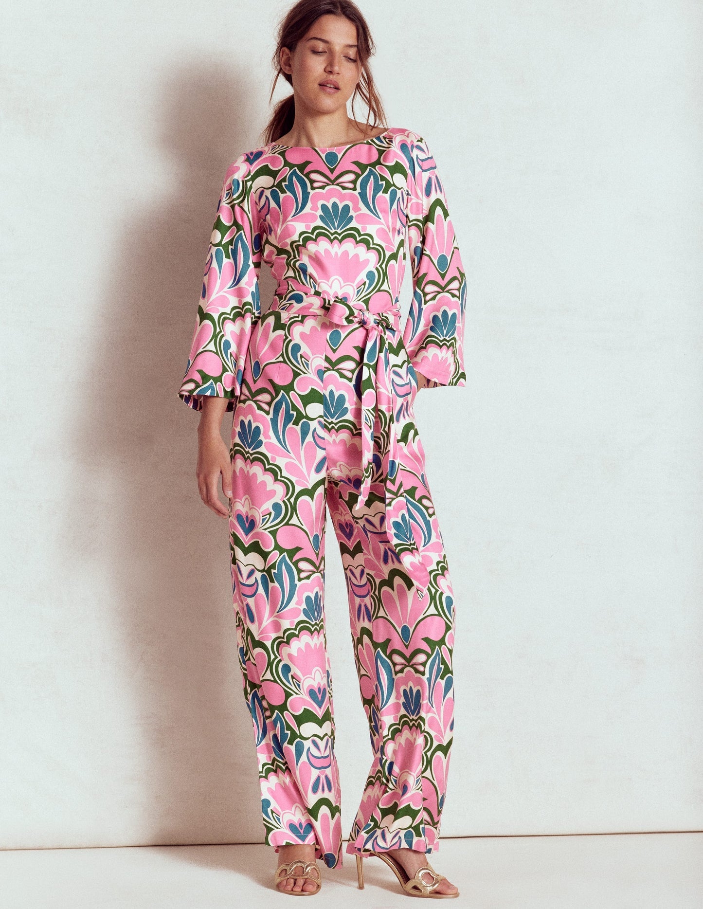 Kimono Sleeve Jumpsuit - Meadowsweet Pink, Freesia