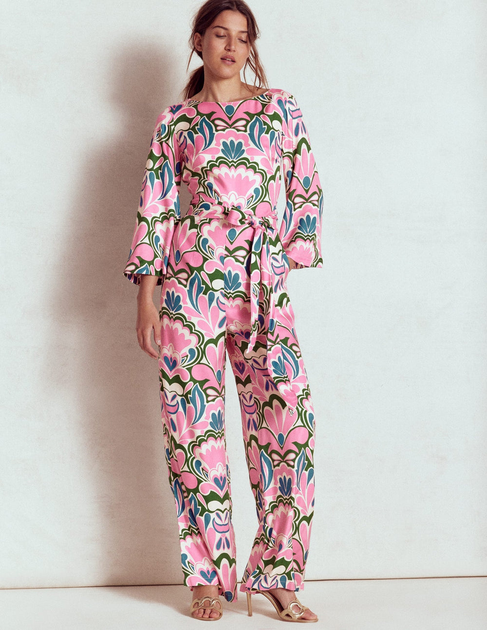 Kimono Sleeve Jumpsuit - Meadowsweet Pink, Freesia
