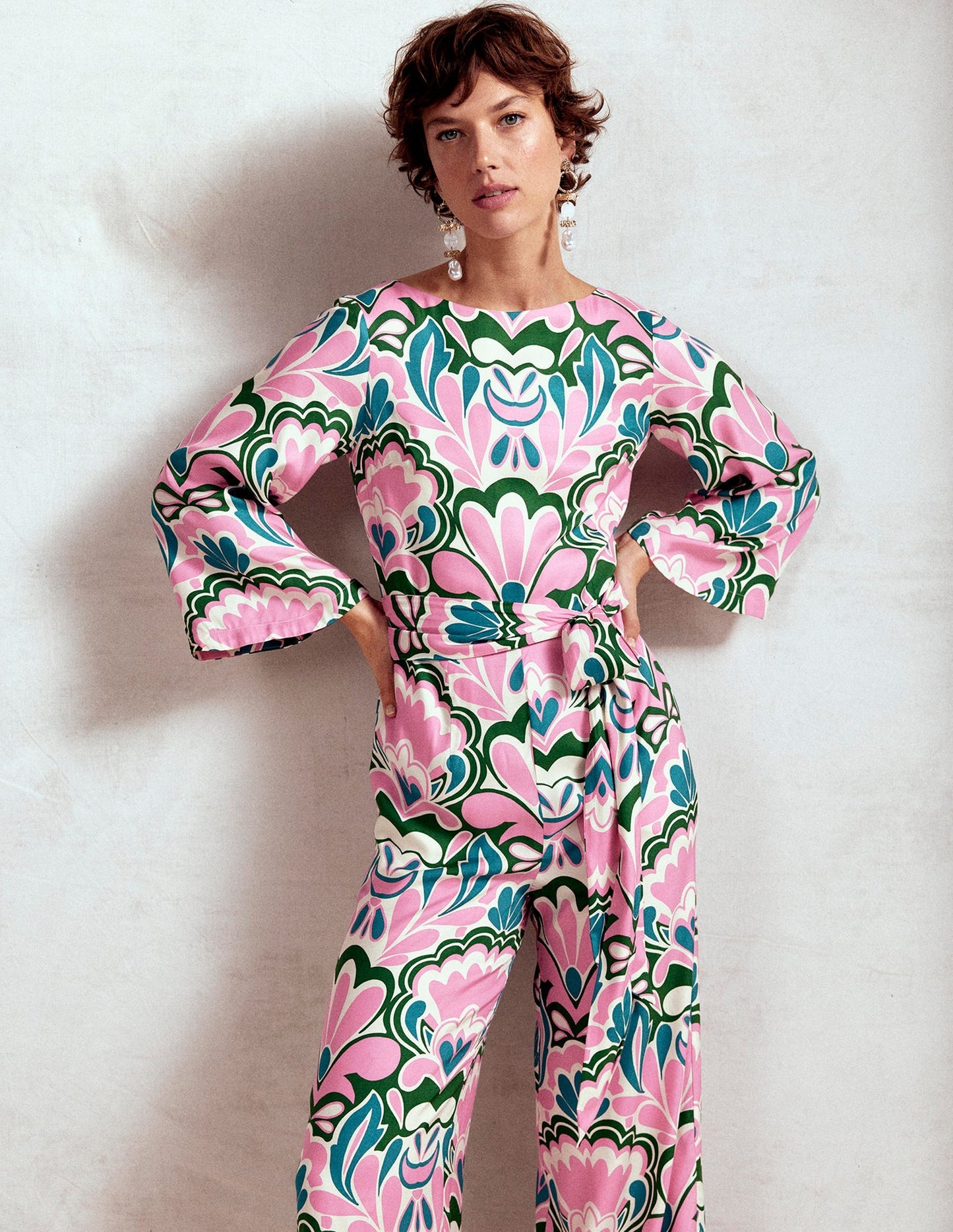 Kimono Sleeve Jumpsuit - Meadowsweet Pink, Freesia