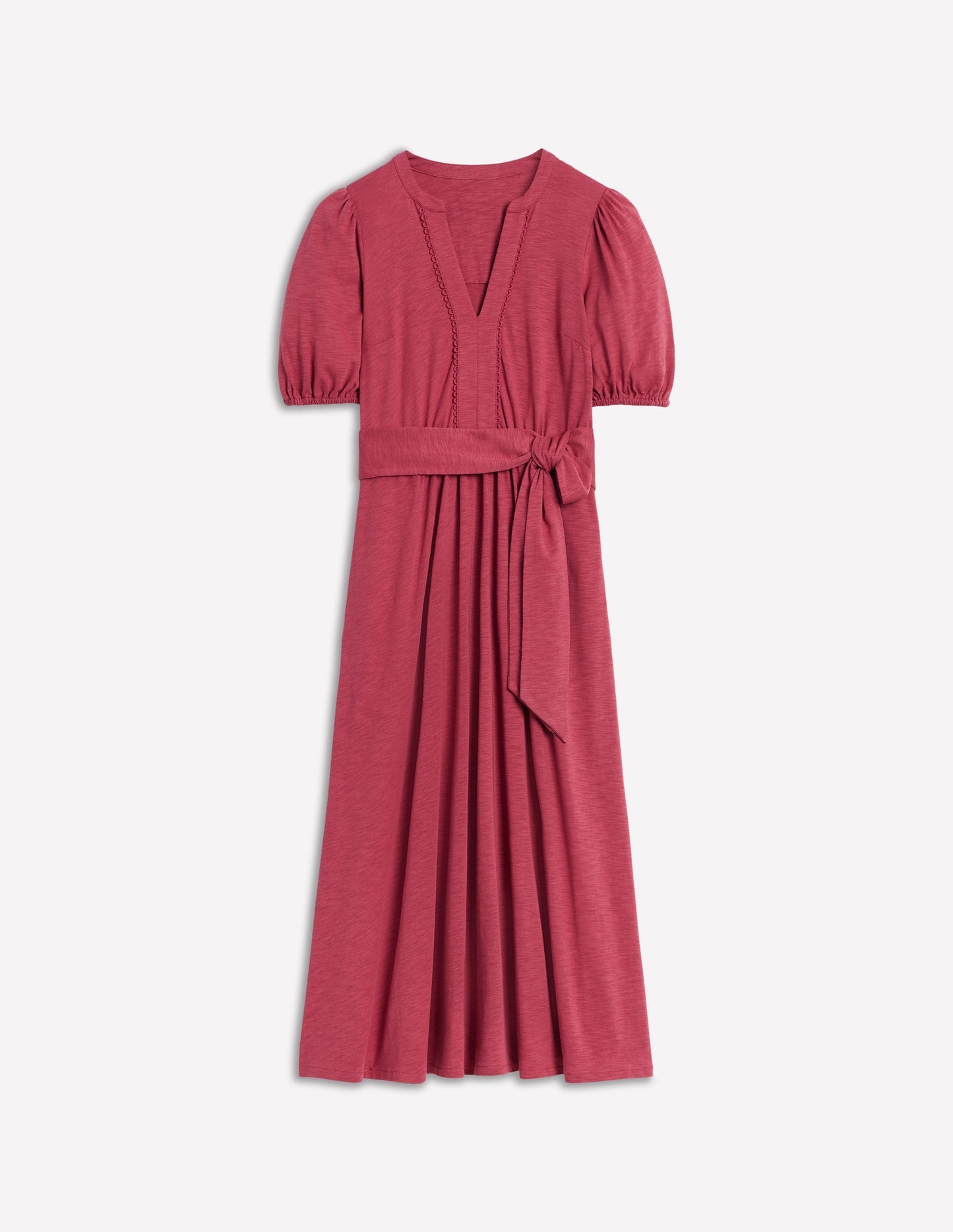 Sofia Trim Jersey Midi Dress - Terracotta Red