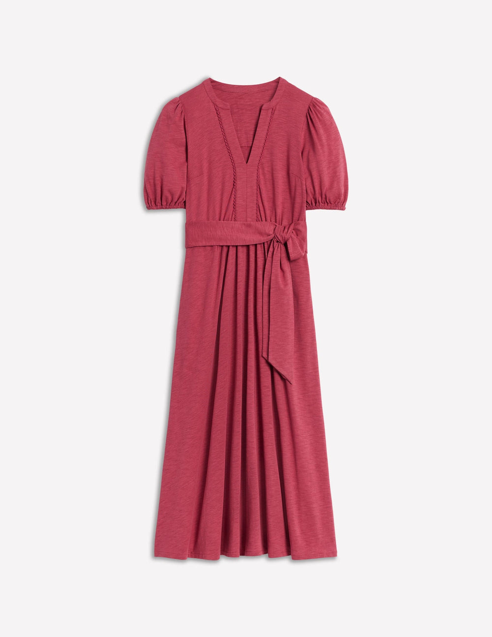 Sofia Trim Jersey Midi Dress - Terracotta Red