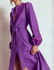 Mae Linen Blend Shirt Dress - Royal Purple