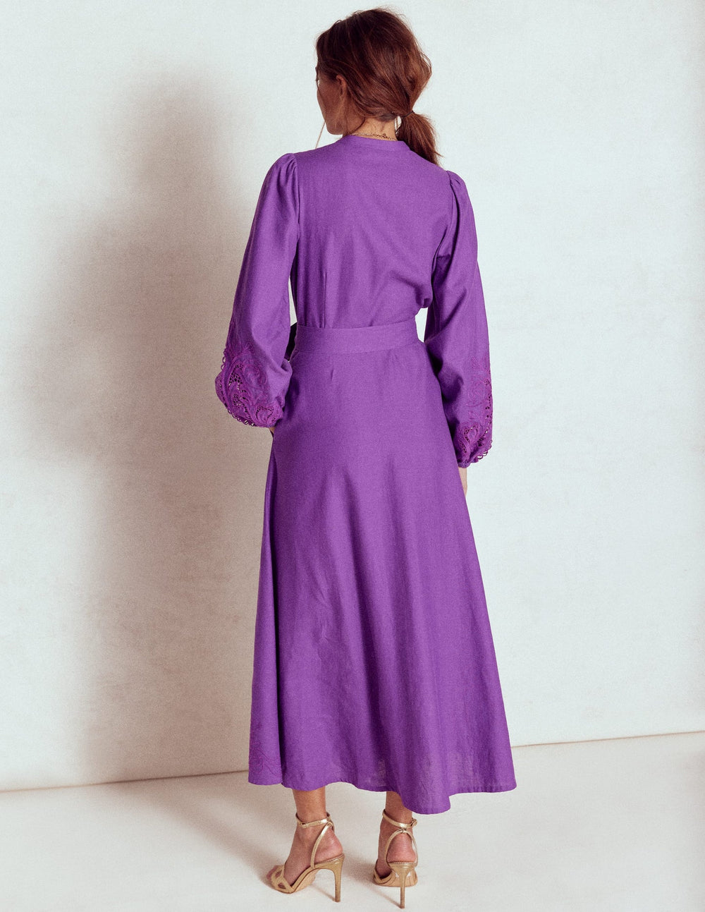 Mae Linen Blend Shirt Dress - Royal Purple
