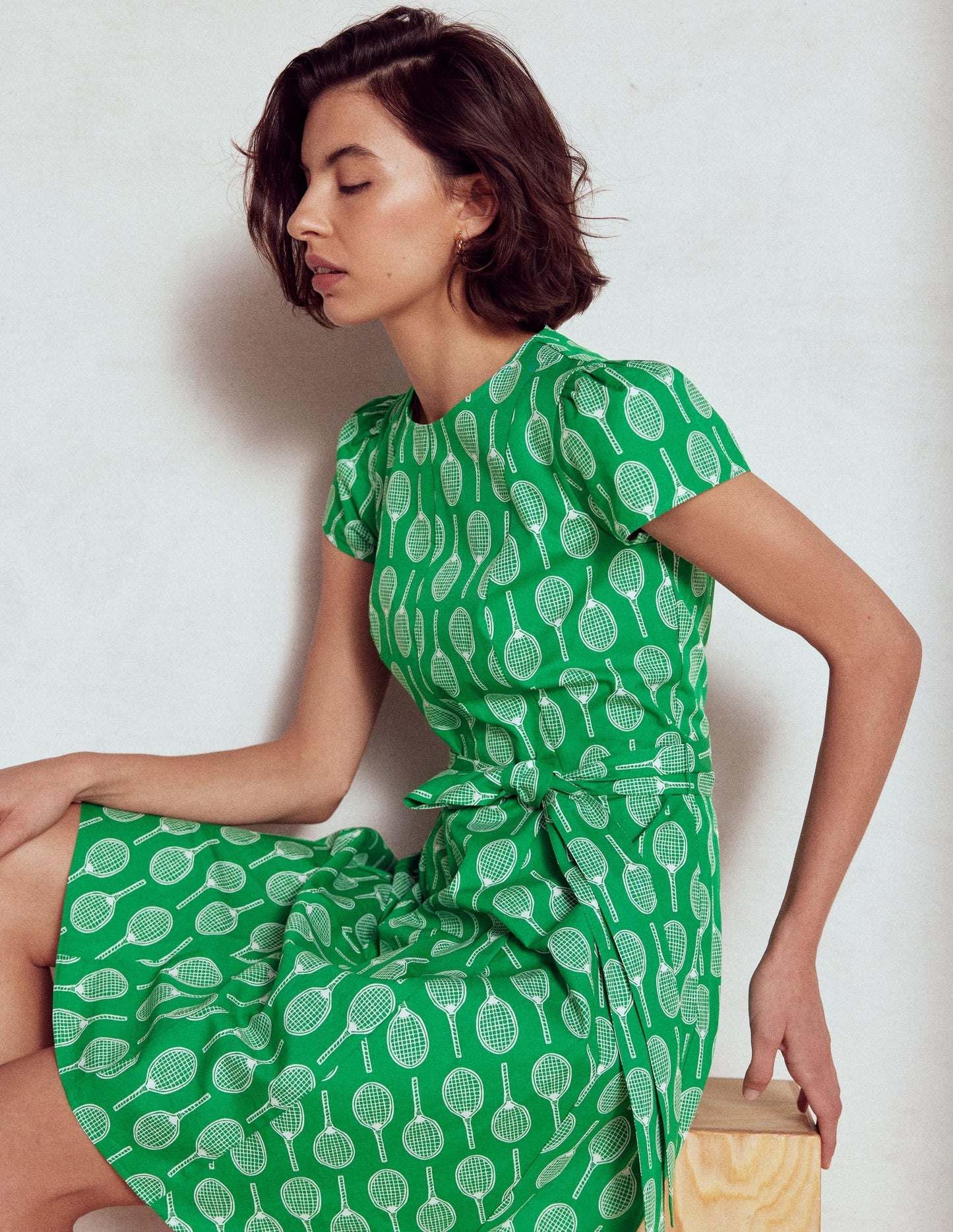 Imo Cotton Short Dress - Rich Emerald, Tennis
