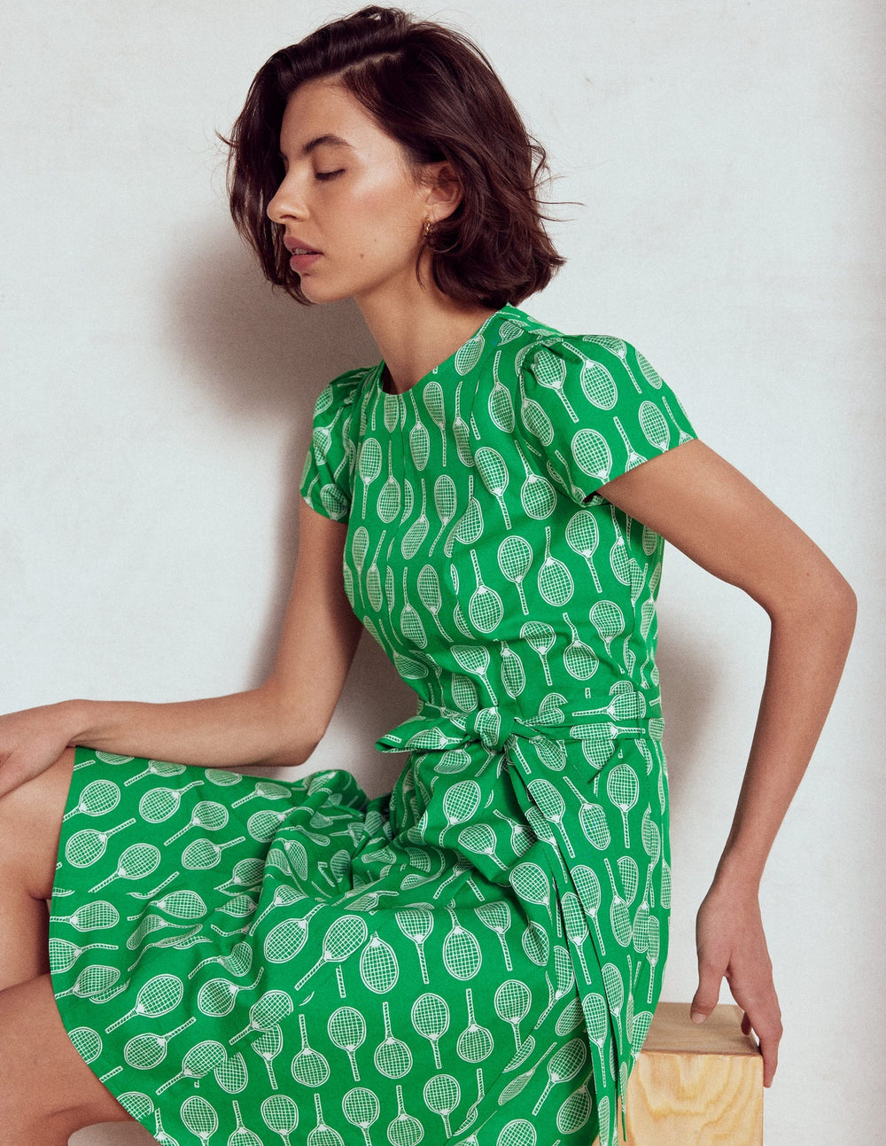 Imo Cotton Short Dress - Rich Emerald, Tennis