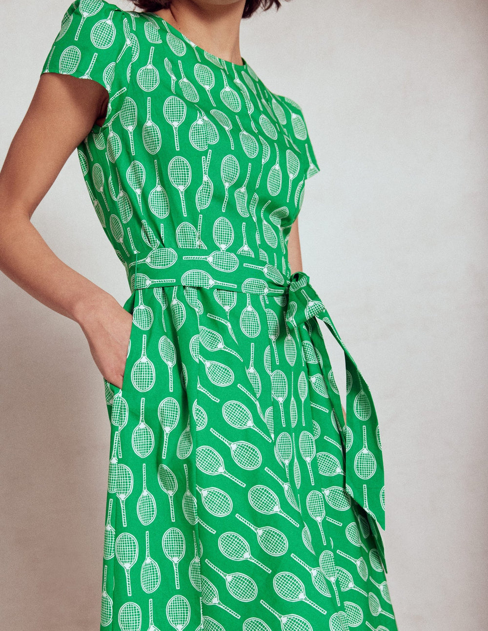 Imo Cotton Short Dress - Rich Emerald, Tennis