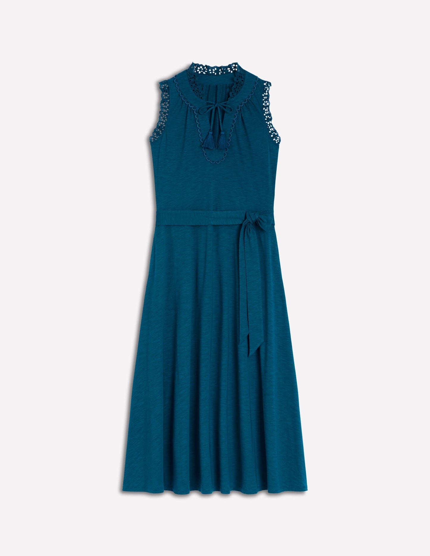 Aria Broderie Trim Midi Dress - Harbour Blue