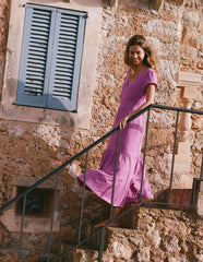 Eloise Tiered Jersey Dress - Foxglove Purple