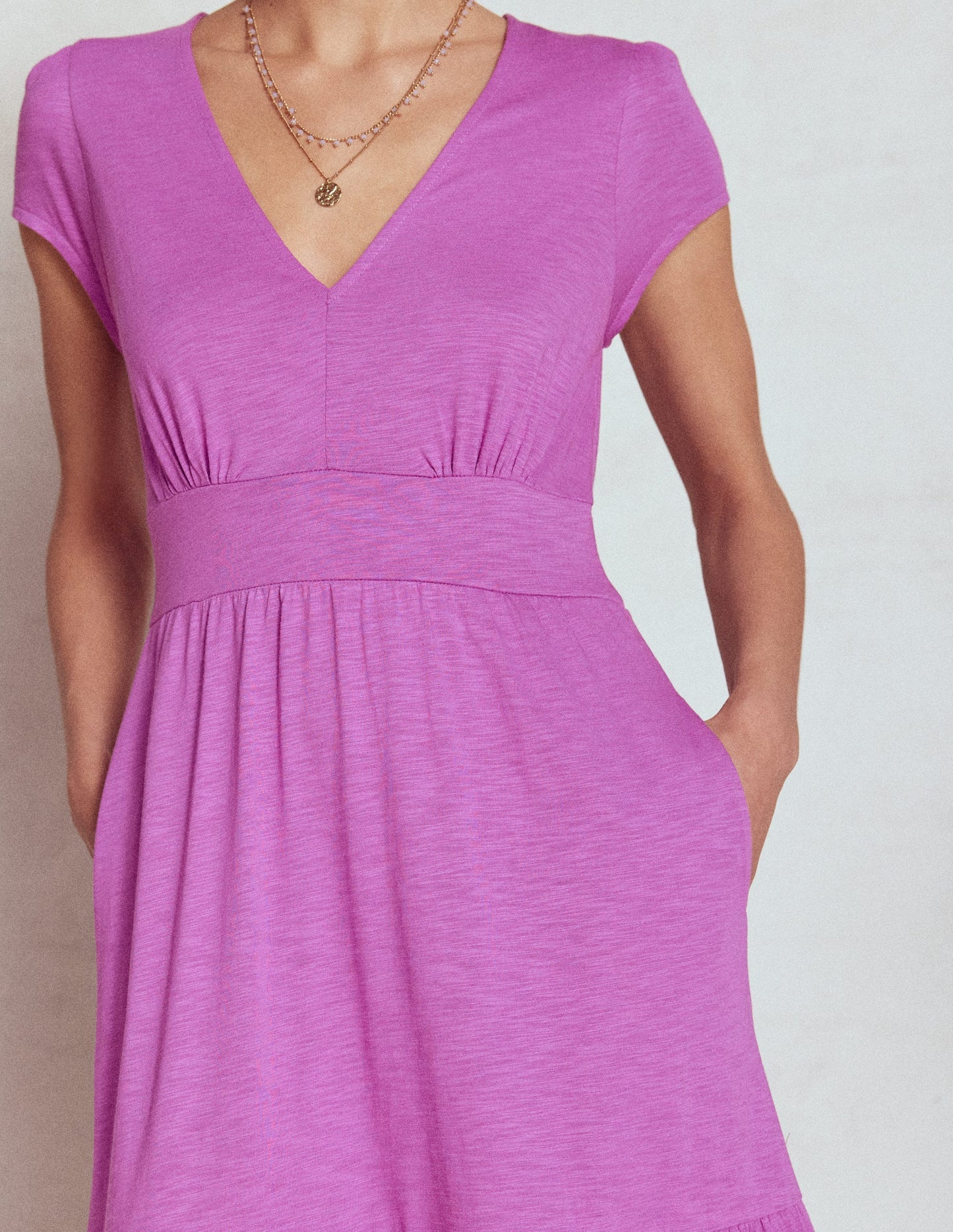 Eloise Tiered Jersey Dress - Foxglove Purple