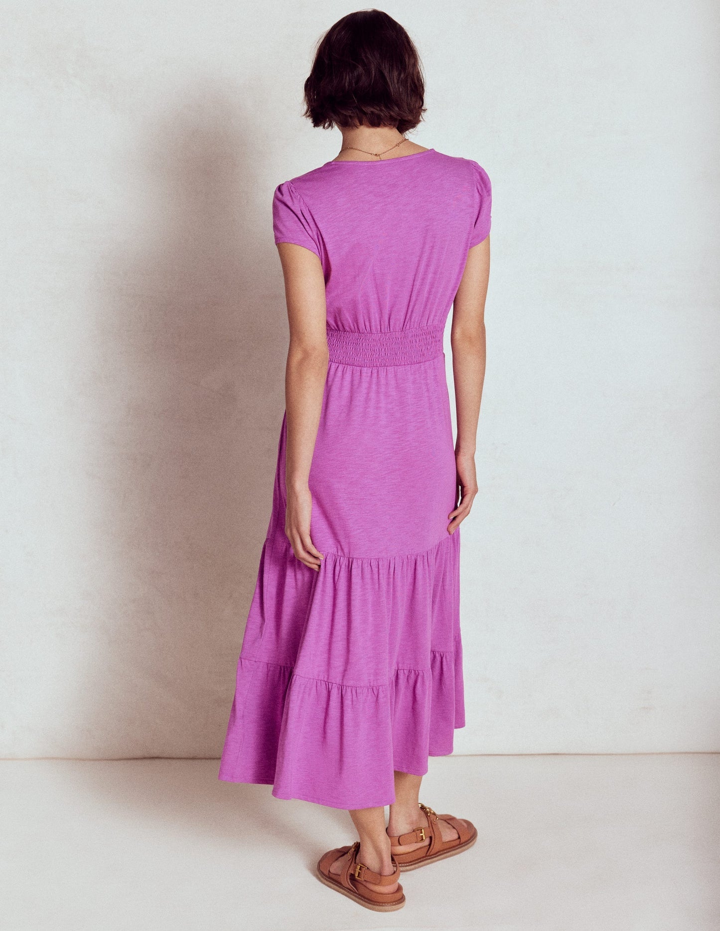 Eloise Tiered Jersey Dress - Foxglove Purple