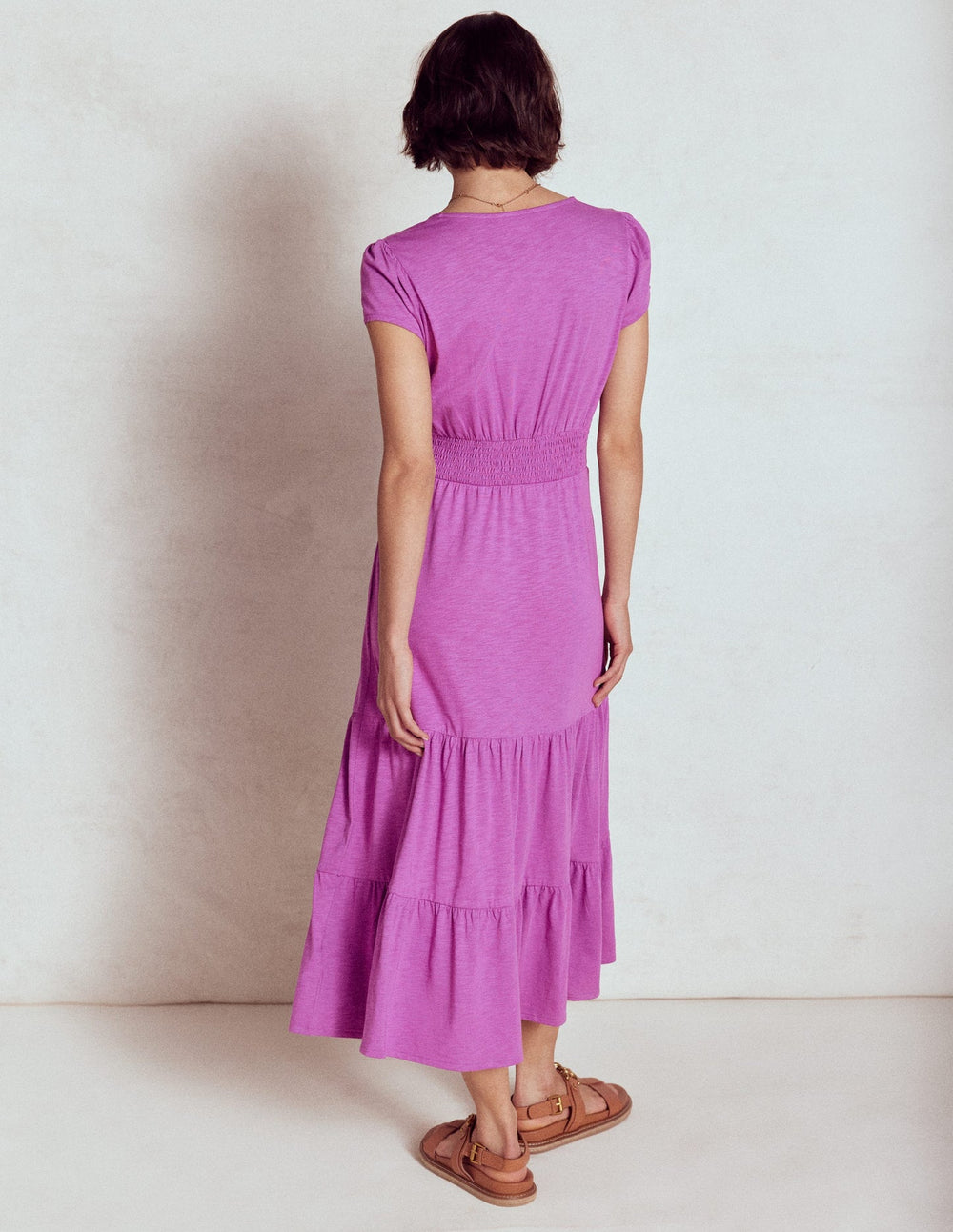 Eloise Tiered Jersey Dress - Foxglove Purple