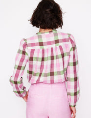 Gingham Double Cloth Top - Pink and Green Gingham