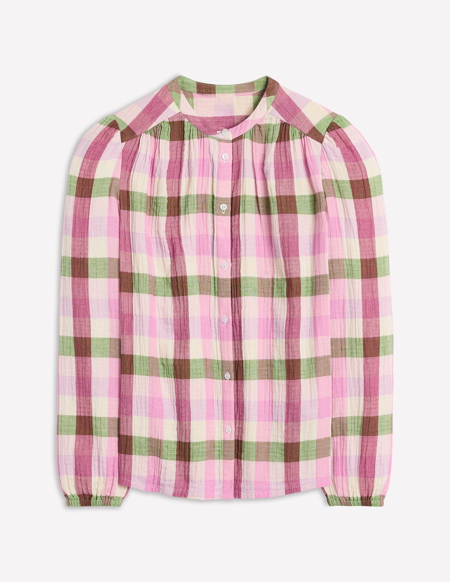 Gingham Double Cloth Top - Pink and Green Gingham