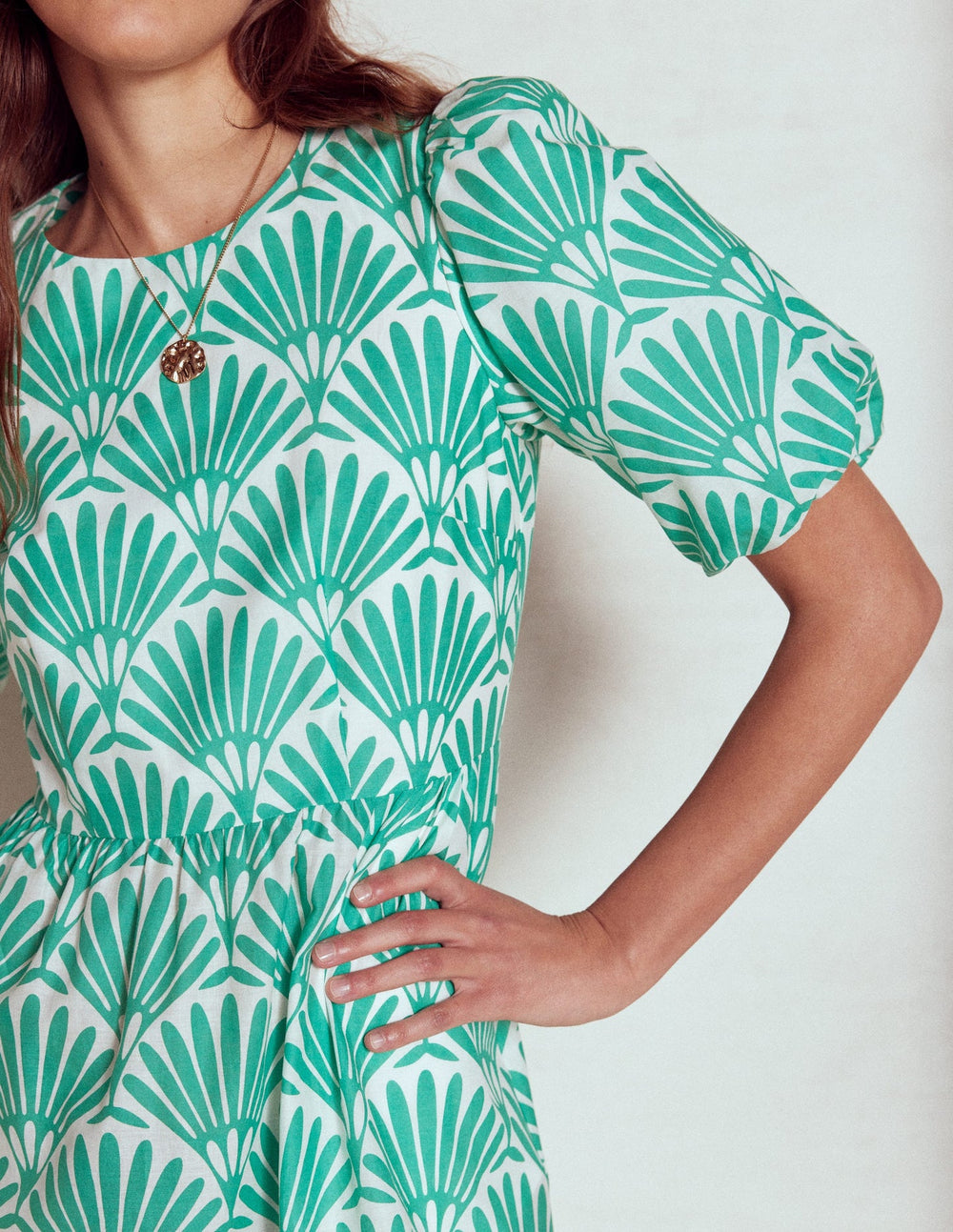 Tiered Poplin Maxi Dress - Aquamarine Blue, Deco Palm