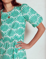 Tiered Poplin Maxi Dress - Aquamarine Blue, Deco Palm
