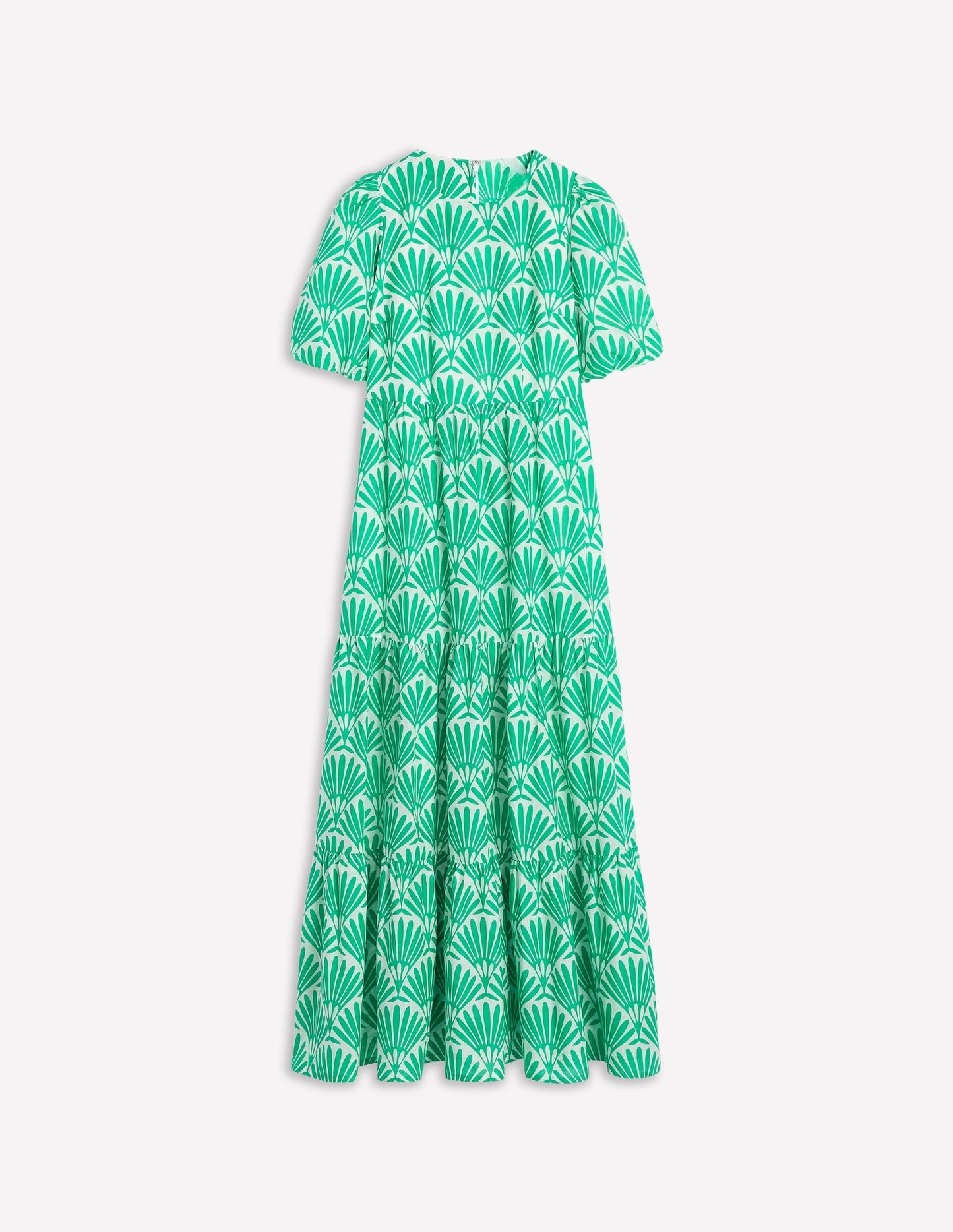 Tiered Poplin Maxi Dress - Aquamarine Blue, Deco Palm