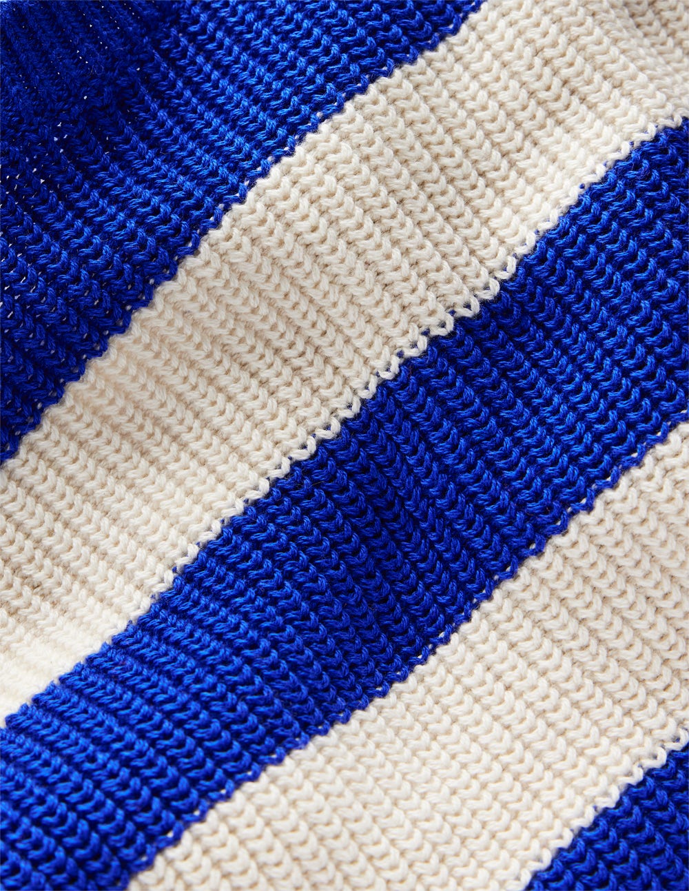 Everyday Cotton Sweater - Bright Blue/Ecru Marl Stripe