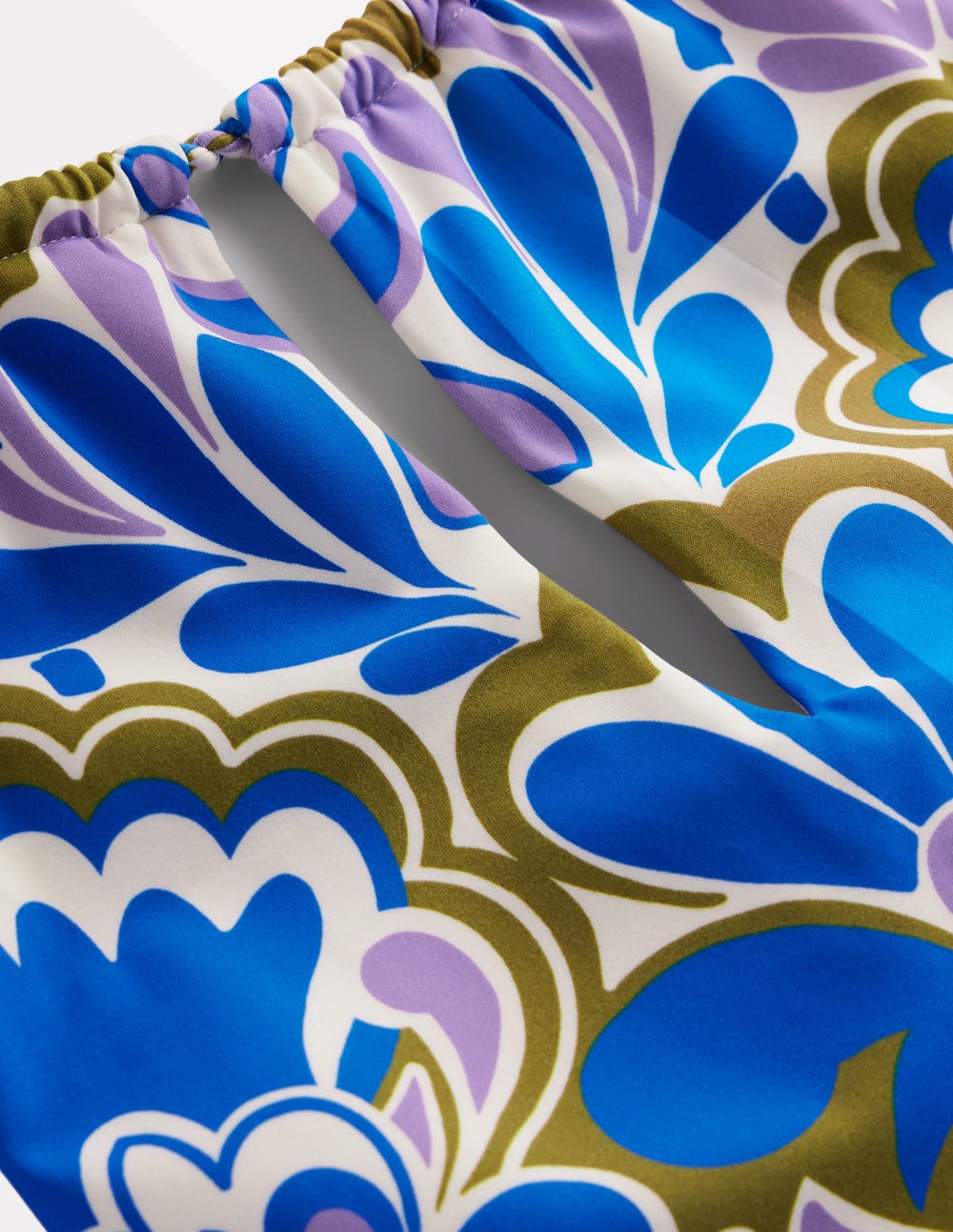 String High Neck Swimsuit - Kingfisher Blue, Freesia Stamp