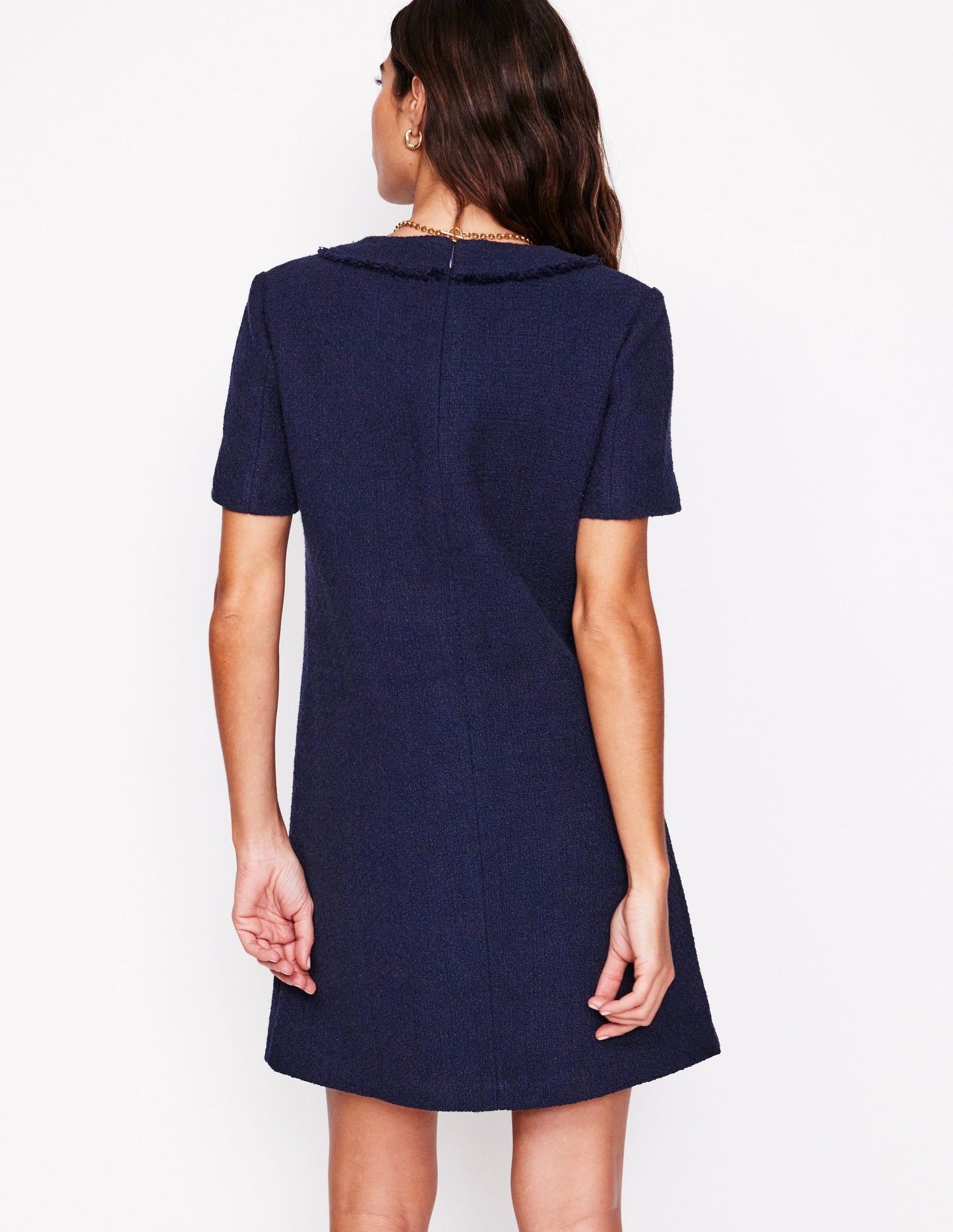 Evita Cotton Shift Dress - Navy