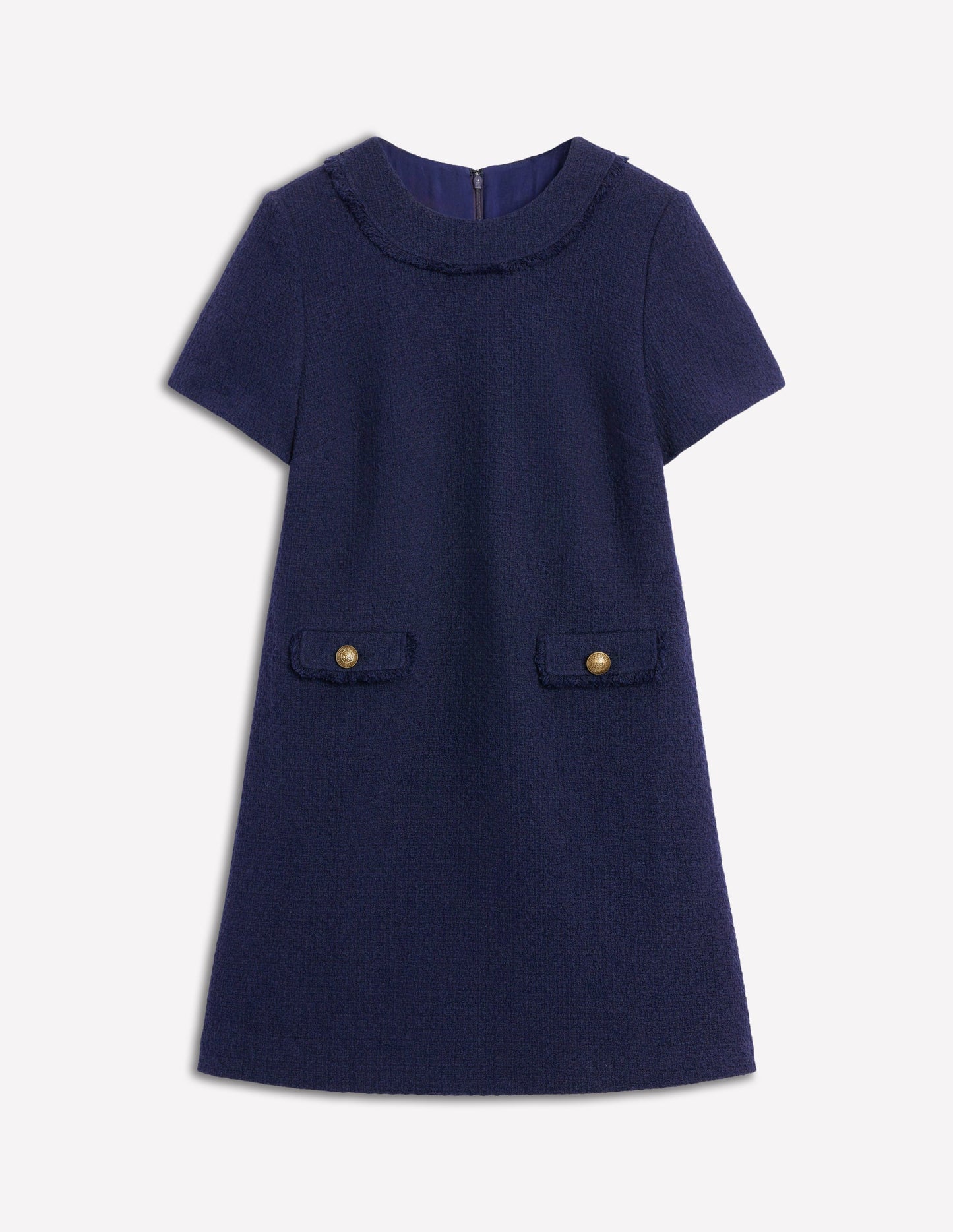 Evita Cotton Shift Dress - Navy
