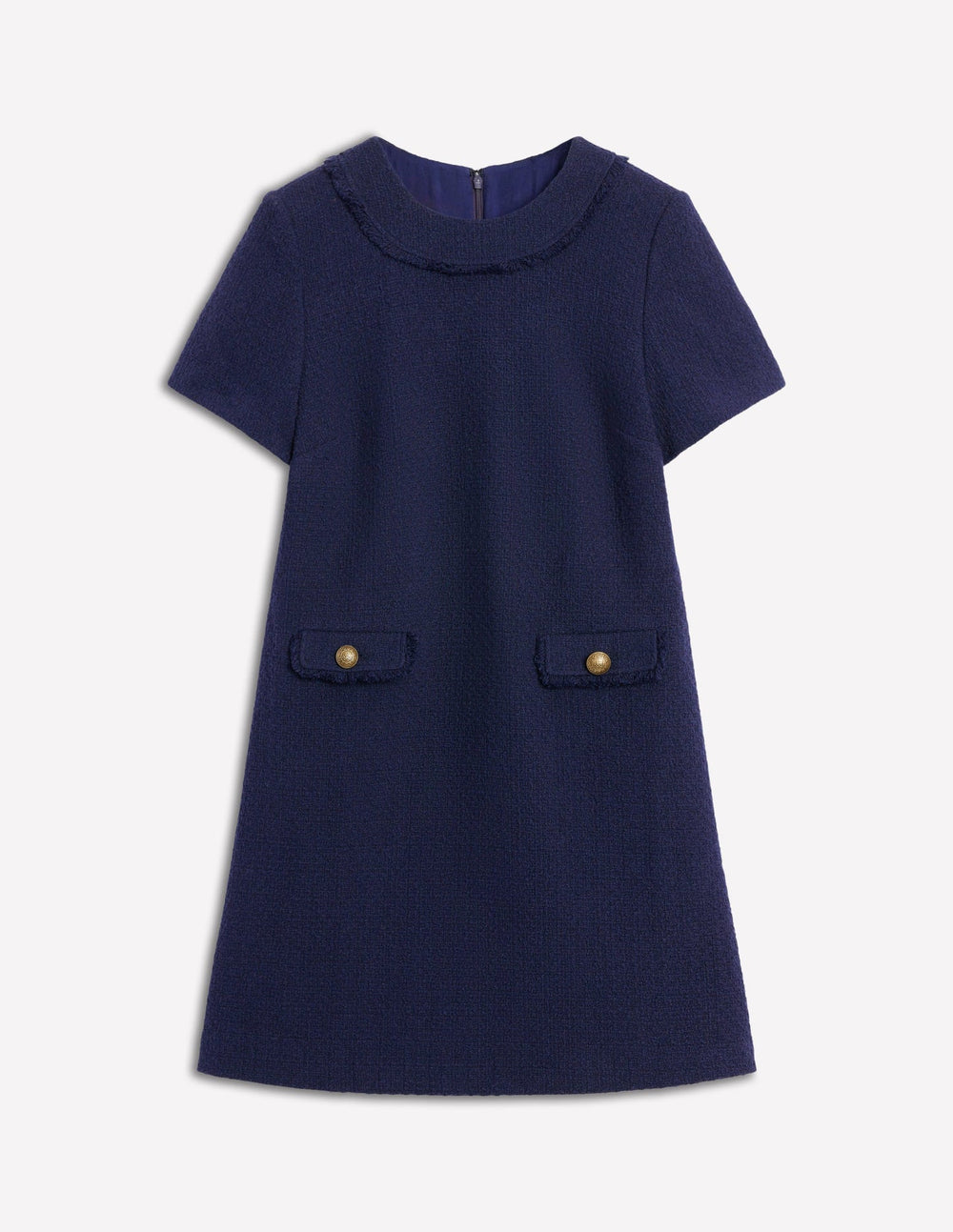 Evita Cotton Shift Dress - Navy
