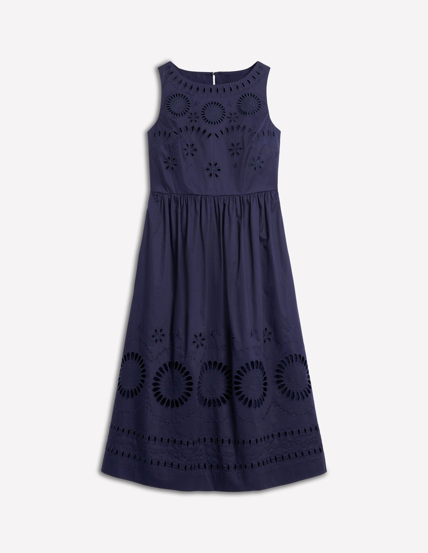 Lauren Broderie Midi Dress - Navy