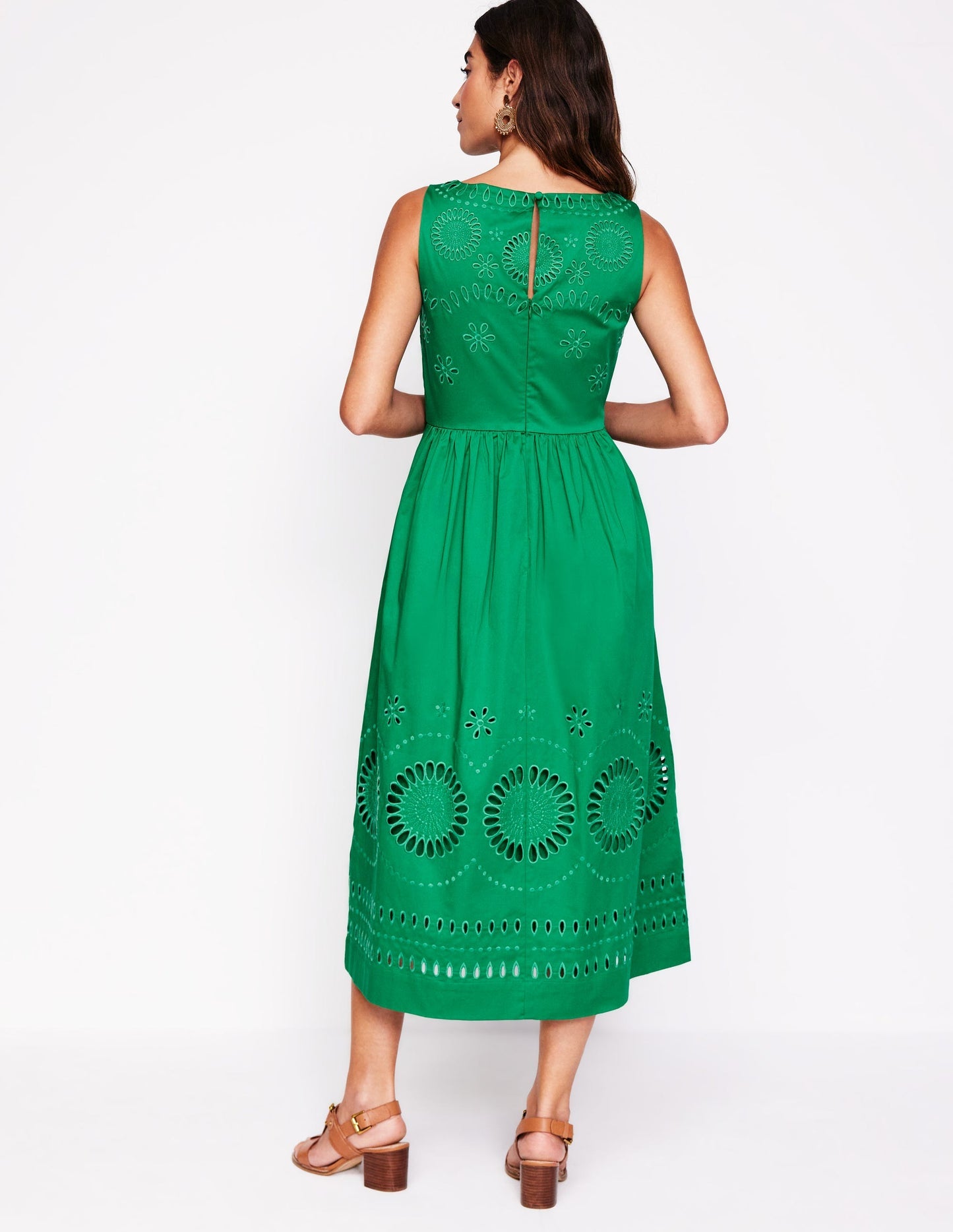 Lauren Broderie Midi Dress - Rich Emerald, Broderie