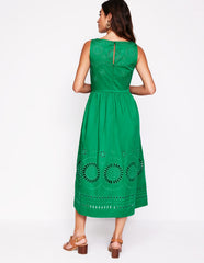 Lauren Broderie Midi Dress - Rich Emerald, Broderie